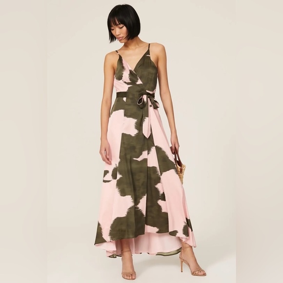 Hutch Dresses & Skirts - Anthropologie Hutch Leah Wrap Gown Maxi Pink Green Dress Size M